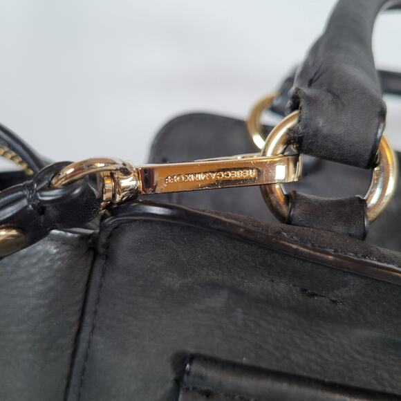 Rebecca Minkoff Womens Micro Avery Shoulder Bag Black Pebble Leather Biker Punk - Picture 9 of 13